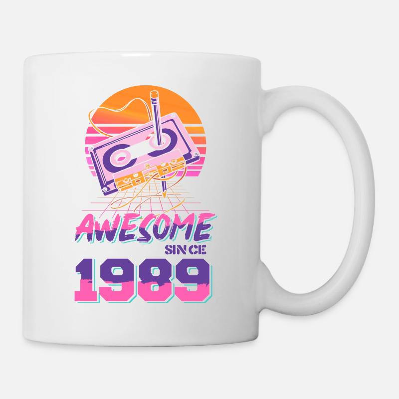 Cassette Rétro Neon 1989 Design - Mug blanc - blanc