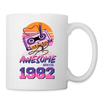 Retro Kassette 1982 Neon Design - Tasse - Weiß - Rechts