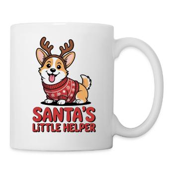 Christmas Corgi – funny dog with antlers and pooh - Mug - white - Right