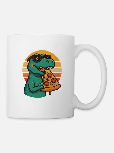 Pizza Saurus Retro - Mug - white