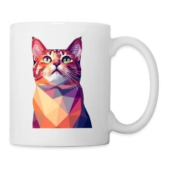 Modern Polygon Cat Art – Colorful Portrait - Mug - white - Right