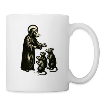 Gravure sur bois représentant un berger avec des souris - Mug blanc - blanc - Droite