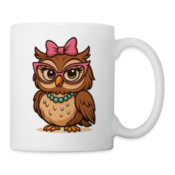 Hibou intelligent avec des lunettes roses - Mug blanc - blanc - Droite