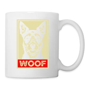 Affiche de propagande WOOF Amoureux des chiens Chien drôle - Mug blanc - blanc - Droite