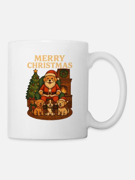 Les pattes du Père Noël et les chiots de Noël - Mug blanc - blanc
