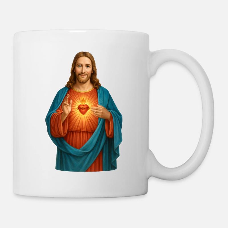 Emblème de Jésus avec lumière du cœur - Mug blanc - blanc