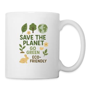 Save the Planet Go Green Eco Friendly - Mug - white - Right