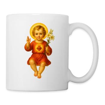Heiliges Kind mit Herzstrahl und Lilien - Tasse - Weiß - Rechts