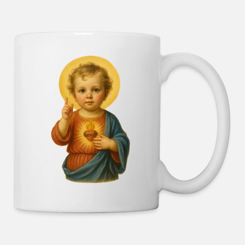 Heiliges Kind mit strahlendem Herz - Tasse - Weiß