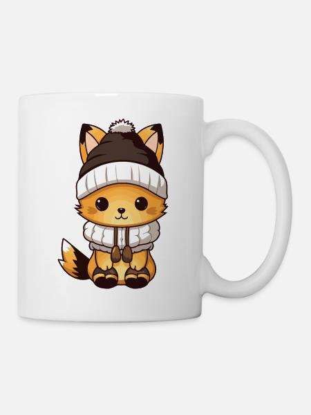 Fuchs Winter Tier Baby Comic - Tasse - Weiß