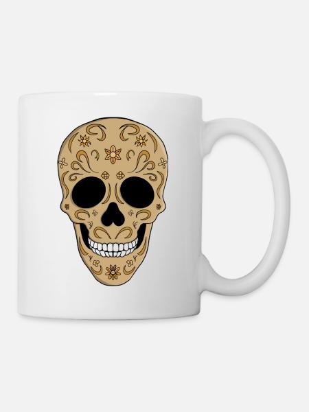 Blumenschädel aus Zucker Dia de los Muertos - Tasse - Weiß