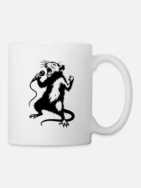 Ratten-Sänger mit Mikrofon - Tasse - Weiß