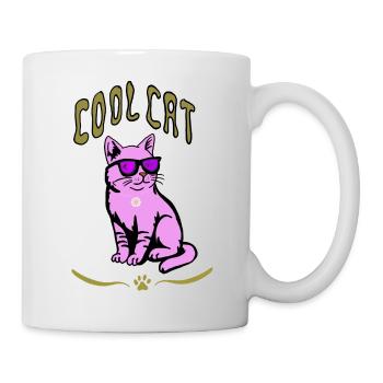 Pink Katze Sonnenbrille Stil - Tasse - Weiß - Rechts