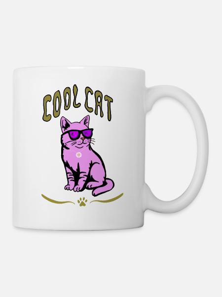 Style de lunettes de soleil chat rose - Mug blanc - blanc