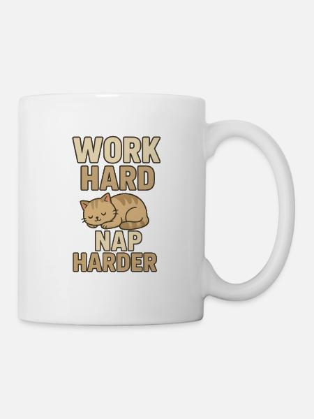 Travailler dur, faire la sieste plus fort - Mug blanc - blanc