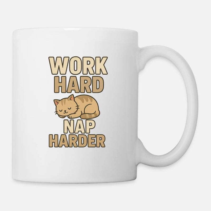 Travailler dur, faire la sieste plus fort - Mug blanc - blanc