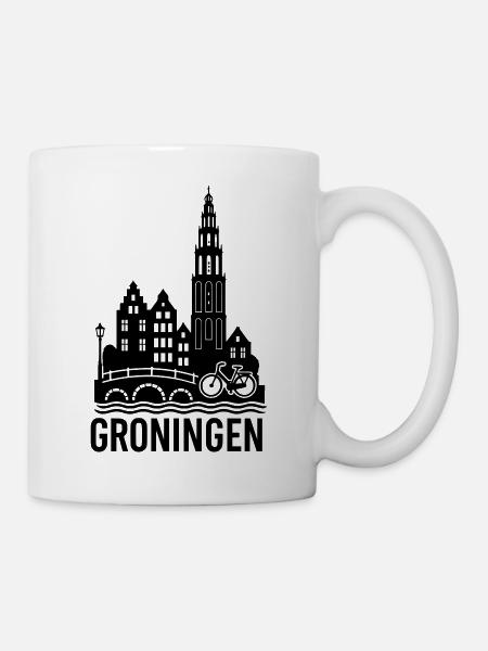 groningen silhouette - Tasse - Weiß