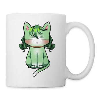Minze Katze mit Smaragd Haar Anime Style - Tasse - Weiß - Rechts