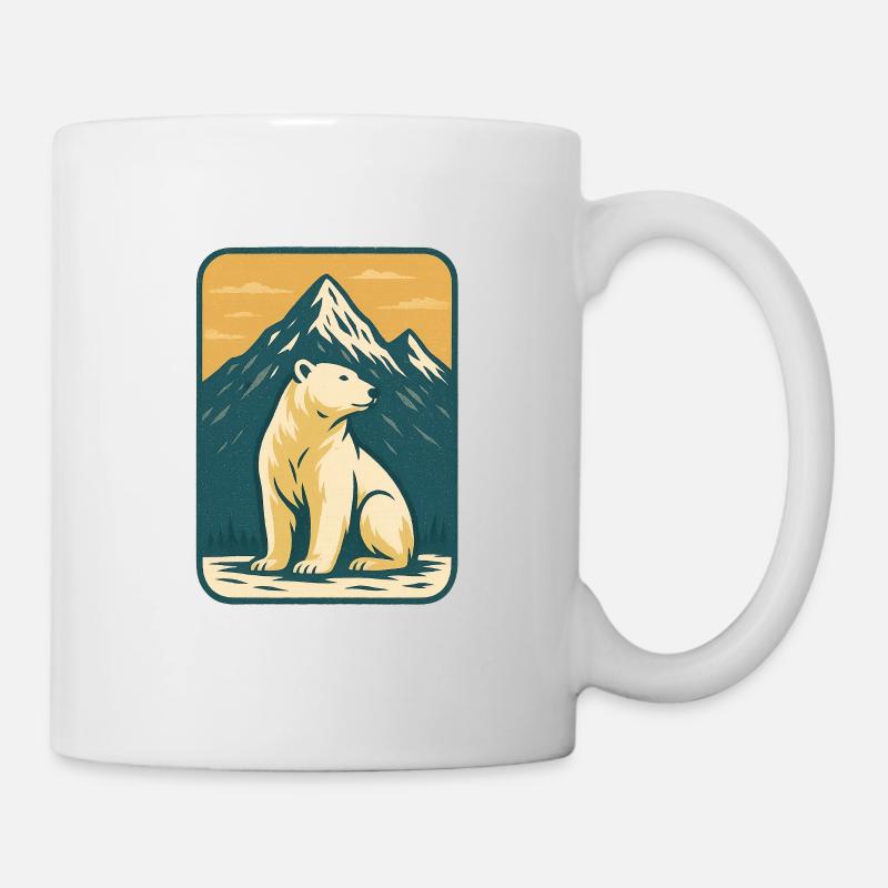 Ours polaire devant le paysage de montagne - Mug blanc - blanc