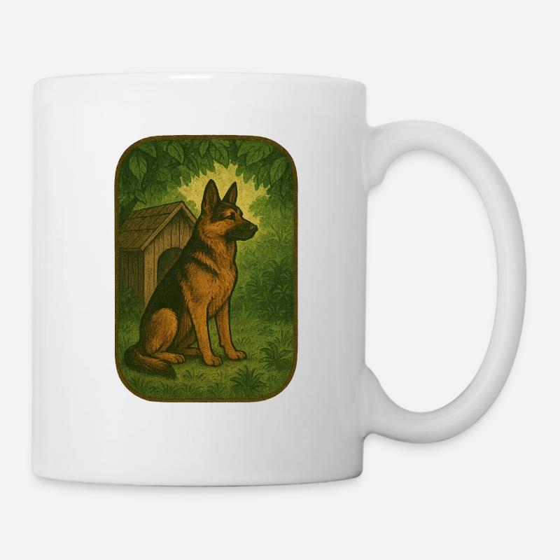 Retro Waldhund - Tasse - Weiß