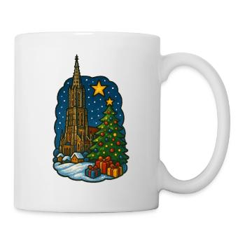 Marché de Noël d’Ulm avec la cathédrale d’Ulm - Mug blanc - blanc - Droite