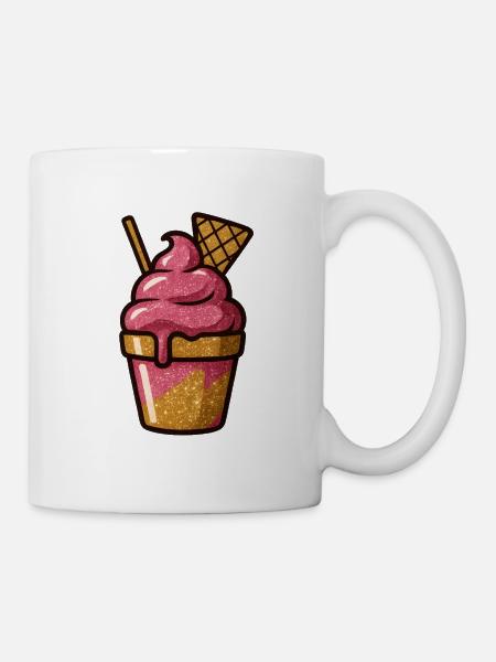 Pink Glitzer Eiscreme Becher - Tasse - Weiß
