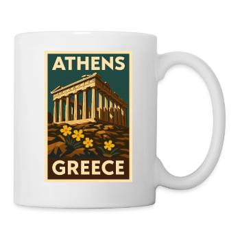 Athens Greece – Retro Travel Poster Art Deco - Mug - white - Right