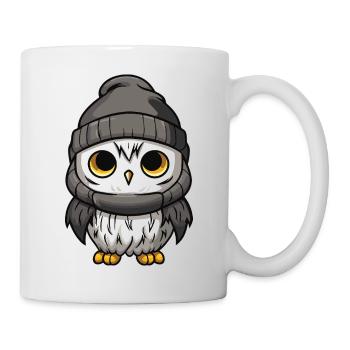 Eule Comic Winter Cozy - Tasse - Weiß - Rechts