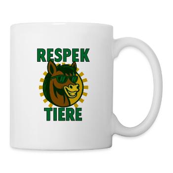 Respek Tiere Pferd mit Sonnenbrille - Tasse - Weiß - Rechts