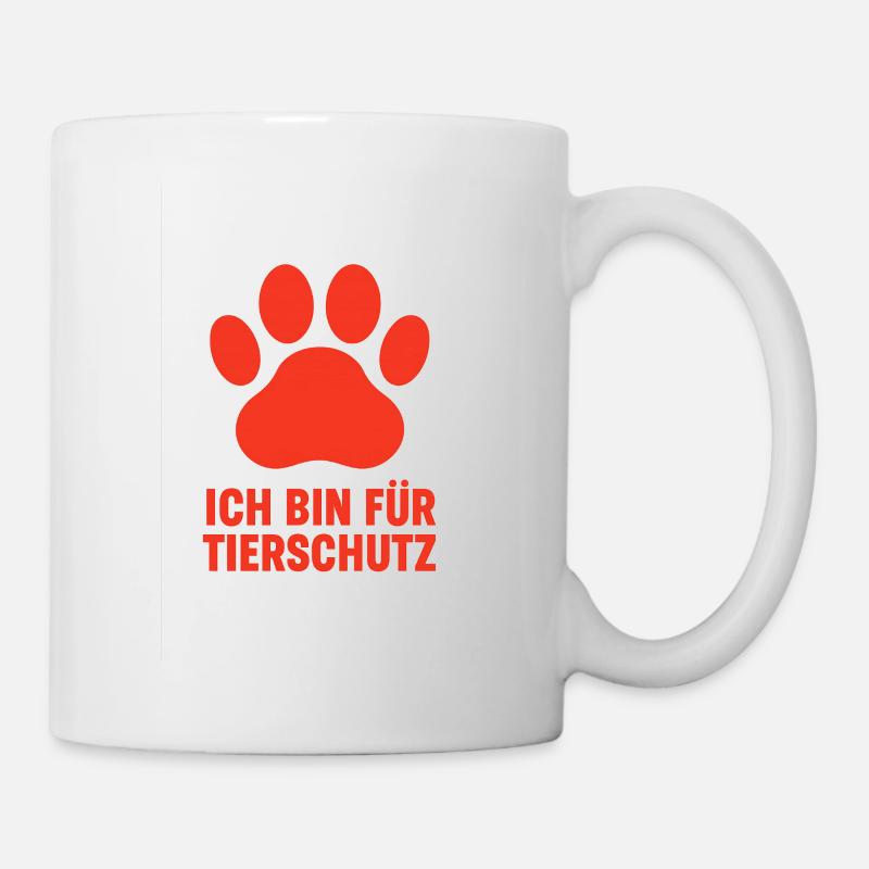 Pfotenabdruck Tierschutz Botschaft - Tasse - Weiß