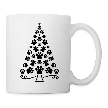 Weihnachtsbaum Pfote Hund Katze Pfoten Christbaum - Tasse - Weiß - Rechts