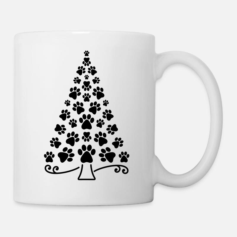 Weihnachtsbaum Pfote Hund Katze Pfoten Christbaum - Tasse - Weiß