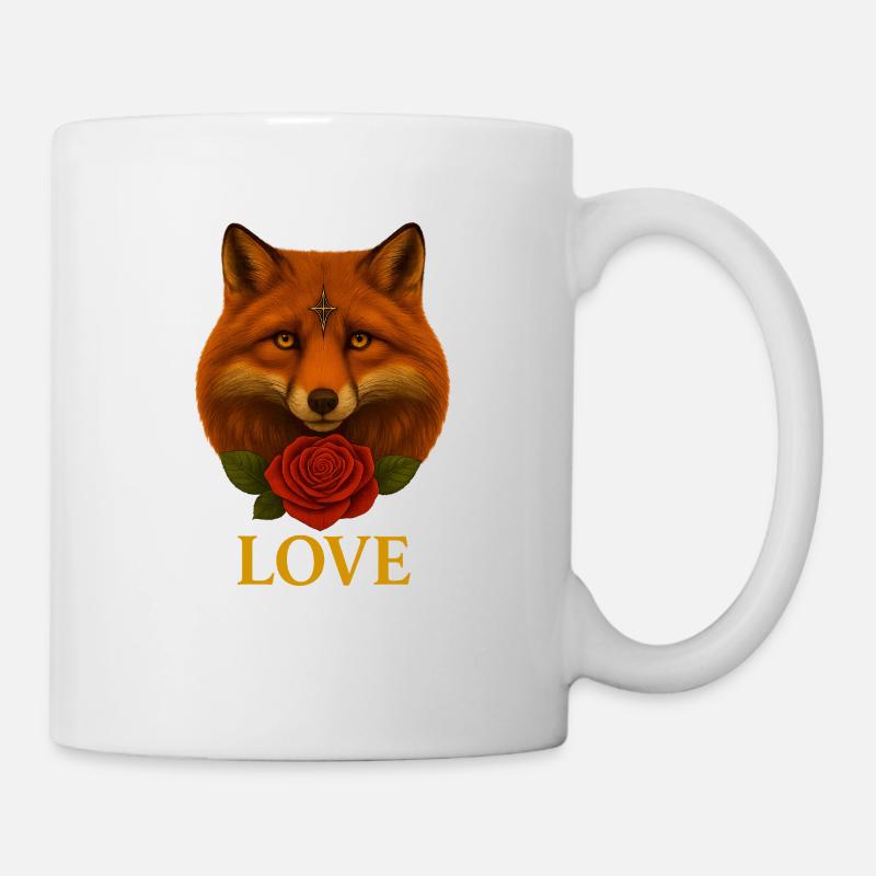 Fuchs mit Rose - Liebe - Tasse - Weiß
