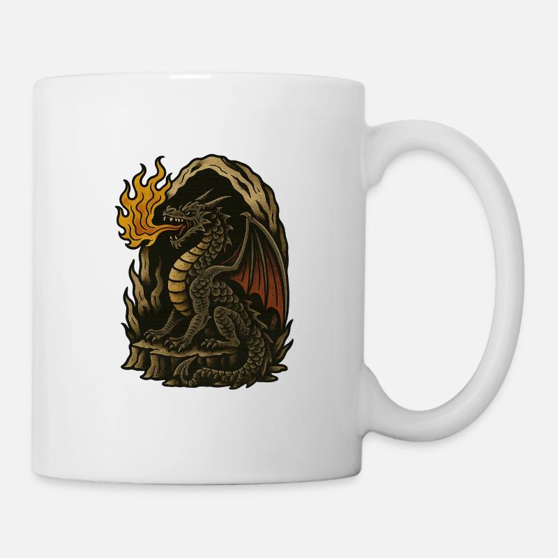 Flaming Dragon - Mug - white