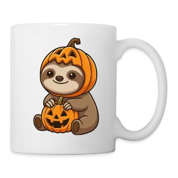mignon paresseux Halloween chapeau citrouille dessin animé octobre - Mug blanc - blanc - Droite