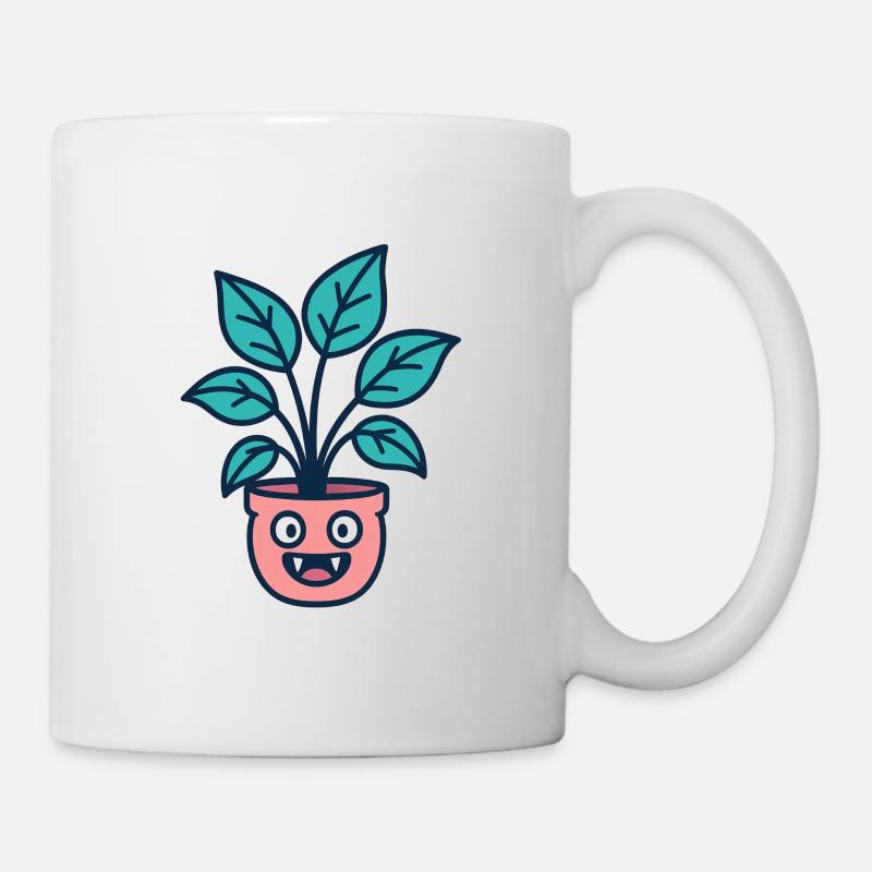 Fröhliche Pflanzenpot - Tasse - Weiß