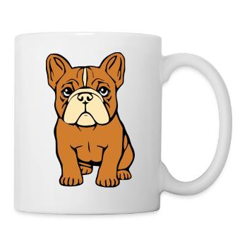 personalisiertes Bulldoggen Hunde T-shirt Geschenk - Tasse - Weiß - Rechts