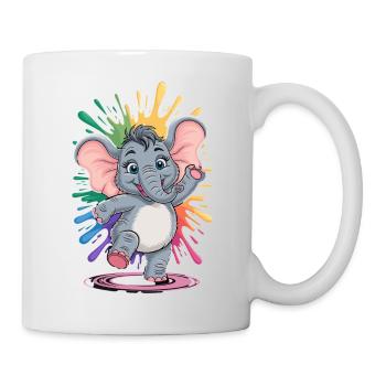  Niedlicher Tanzender Baby Elefant Mit Regenbogen - Tasse - Weiß - Rechts