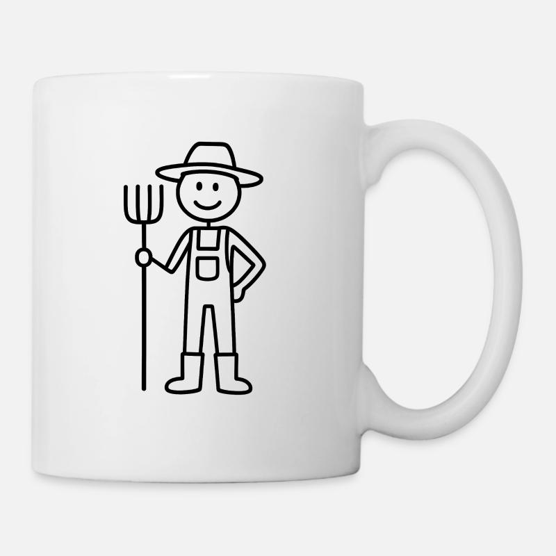 Farmer with pitchfork rural stick figure - Mug - white