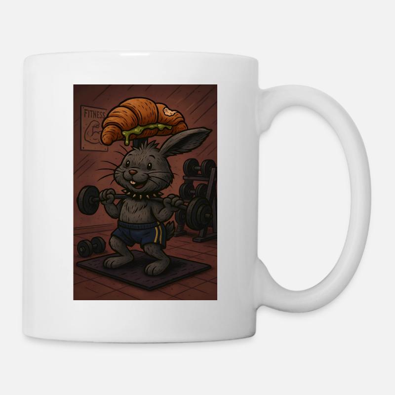 Krafthase mit Croissant - Tasse - Weiß