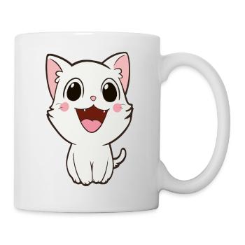 Mascotte de chaton blanc ludique - Mug blanc - blanc - Droite
