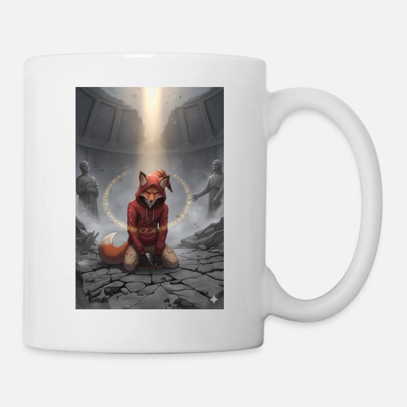 Red fox in the ritual circle - Mug - white