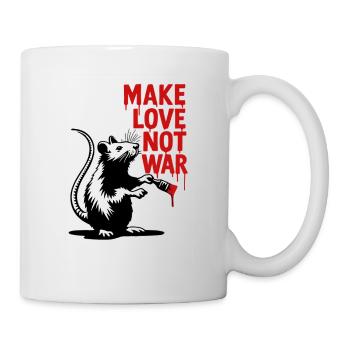 Rat with red text Love instead of war - Mug - white - Right