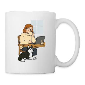 Kaffeepause im Homeoffice Hund - Tasse - Weiß - Rechts