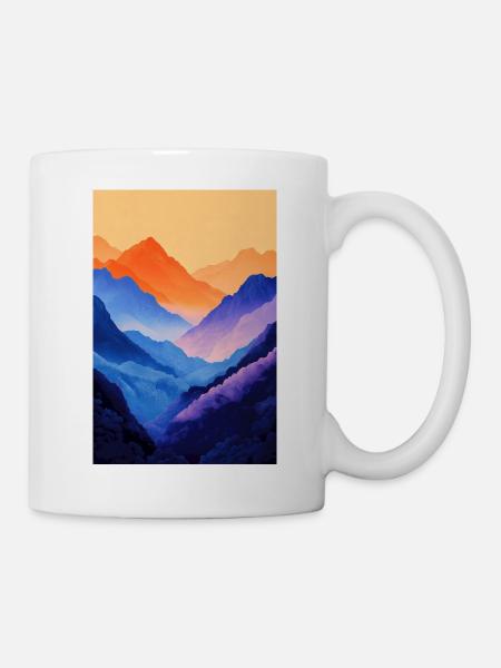 Illustration einer Gebirgslandschaft - Tasse - Weiß