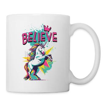Licorne Foi Vintage Rétro Coloré Moderne Tendance - Mug blanc - blanc - Droite