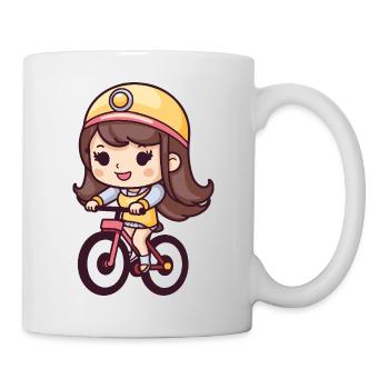 Bicyclette Fille Mignonne - Mug blanc - blanc - Droite