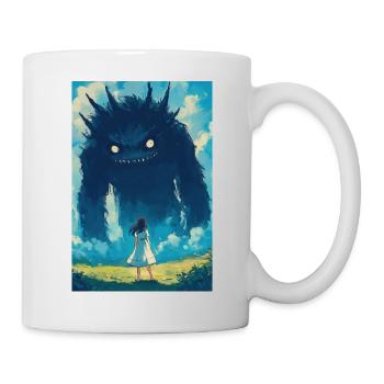A girl faces a monster - Mug - white - Right