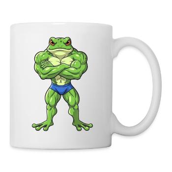 Cool Frog Fitness Bodybuilding Cartoon Strong - Mug - white - Right