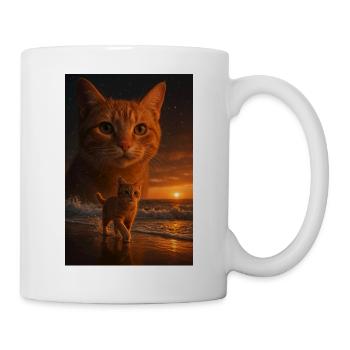 Sonnenuntergang Katze Doppelblick - Tasse - Weiß - Rechts